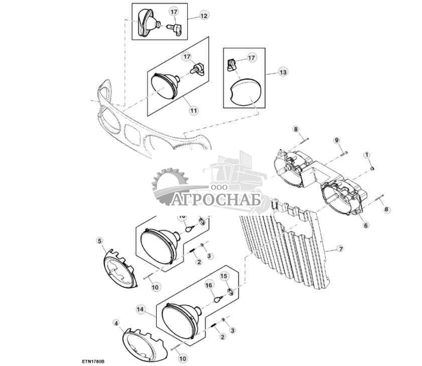 Передняя фара, стандартная, правостороннее движение 